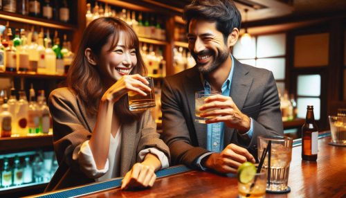 Copilot作：角ハイボールを酌み交わす、大人の男女