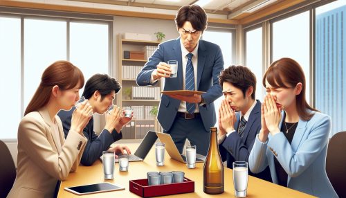 Copilot作：仕事帰りにワンカップを呑んで上司に怒られる人々