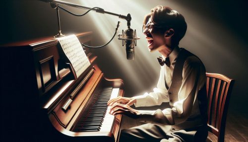 Copilot作：ピアノを弾きながら熱唱する人