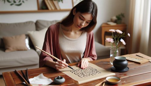 Copilot作：書道女子