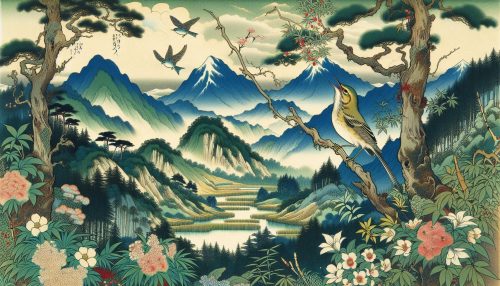 Designer作：ウグイスが美しい声で鳴き始める野山の情景