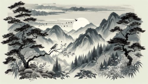 Designer作：ウグイスが美しい声で鳴き始める野山の情景