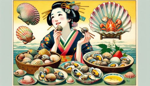 Designer作：多種多様な貝類を美味しそうに食べるお嬢様（さすがに食べ過ぎVer.）