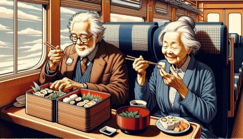 Designer作：駅弁を楽しみながら電車旅する老夫婦