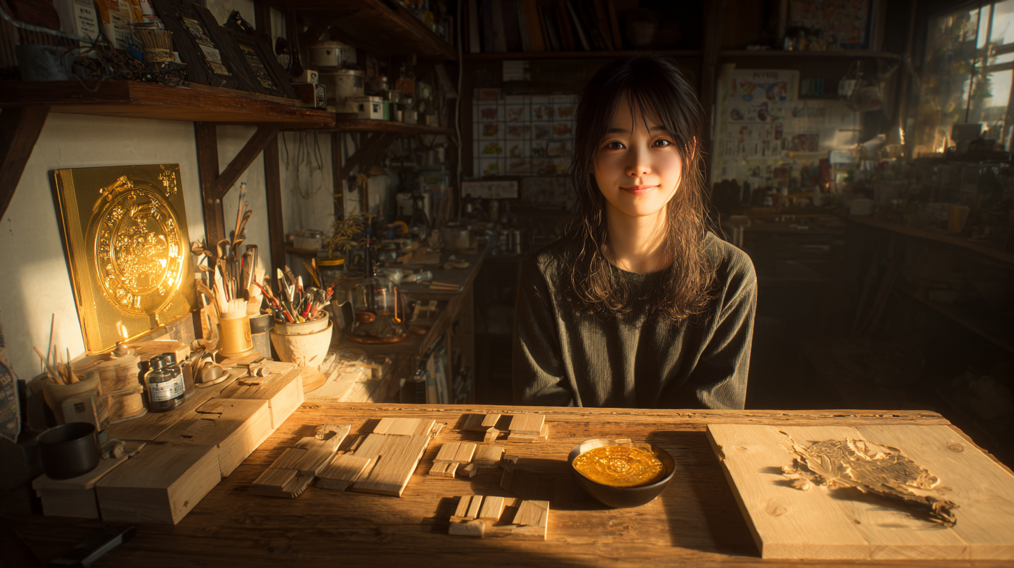 Midjourney作：即席カレーを食べる女