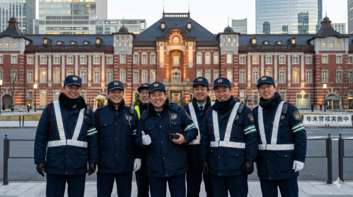 Gemini作：東京駅で防犯もするけどせっかくなんで記念撮影もする人々