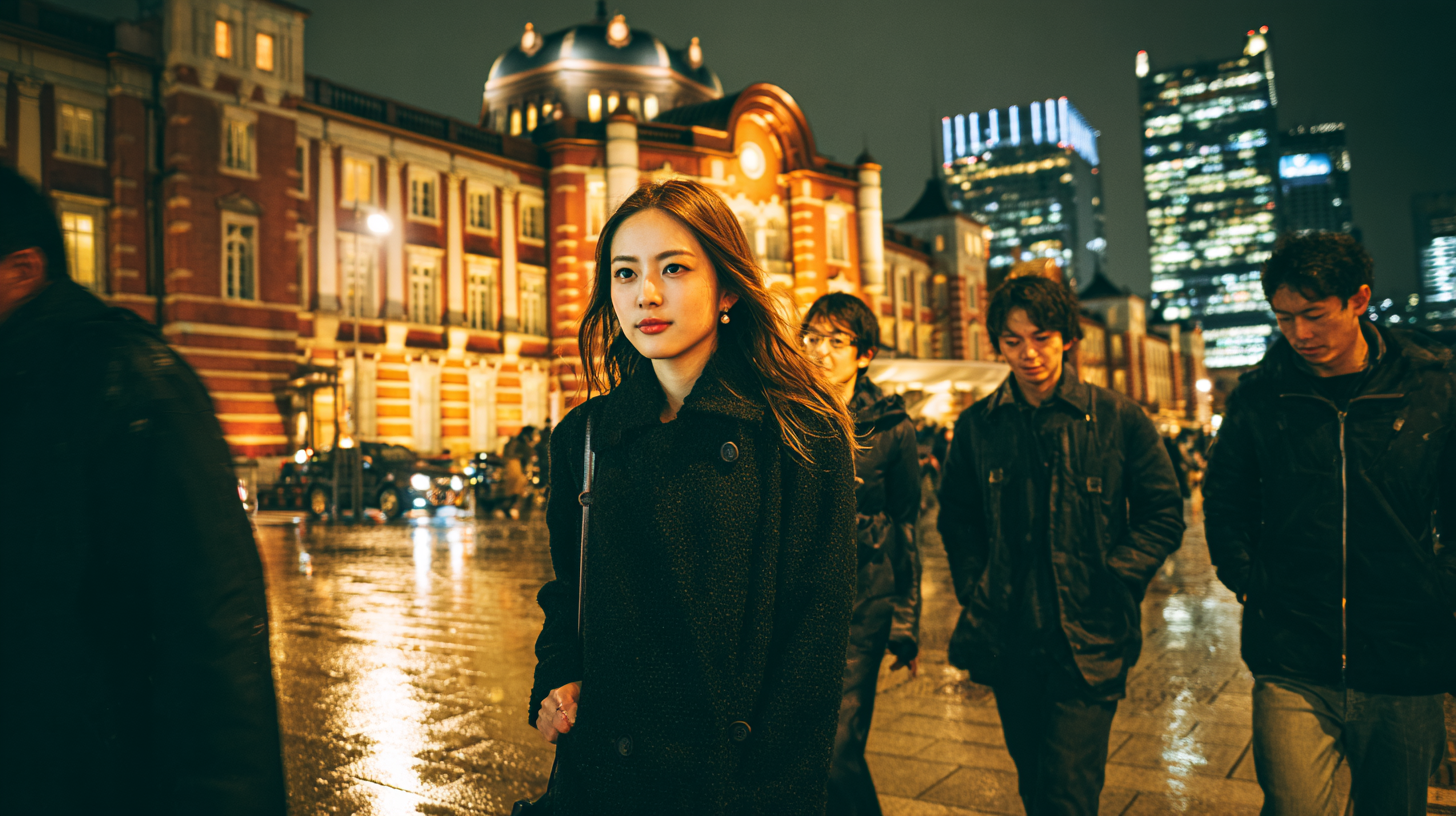 Midjourney作：友を引連れ東京駅の防犯に勤しむお嬢様